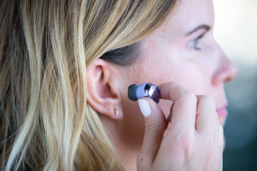 Buds Pro Headphones True Wireless Headsets Bluetooth Earbuds w/ Noise Cancelling, Hi-Fi Sound Earphones, 360 Audio, Comfort Ear Fit, HD Voice, Conversation Mode, IPX7 Water Resistant ( Purple )