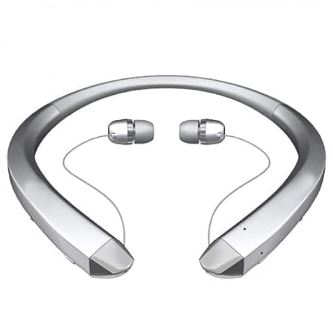 Tone Infinum Hbs-910Neckband Bluetooth Headset, Bluetooth Headset with Retractable Earbuds for Running/Sports Water-Proof Sweat-Proof Noise Canceling Wireless Earbuds for iPhone LG Android ( Silver )