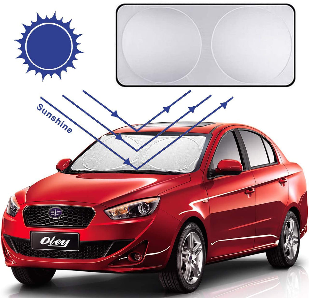 Car Windshield Fits All Cars Sun Shade, Blocks UV Rays, MAVRS Genuine Sun Visor Protector, Sunshade Keeps Your Vehicle Cool and Damage Free, Easy to Use, Fits Windshields of Various Sizes