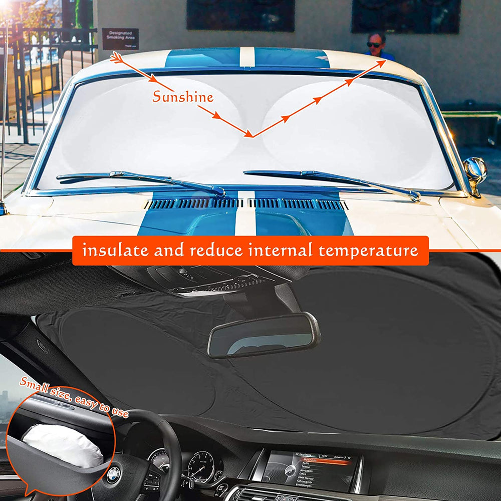 Car Windshield Fits All Cars Sun Shade, Blocks UV Rays, MAVRS Genuine Sun Visor Protector, Sunshade Keeps Your Vehicle Cool and Damage Free, Easy to Use, Fits Windshields of Various Sizes