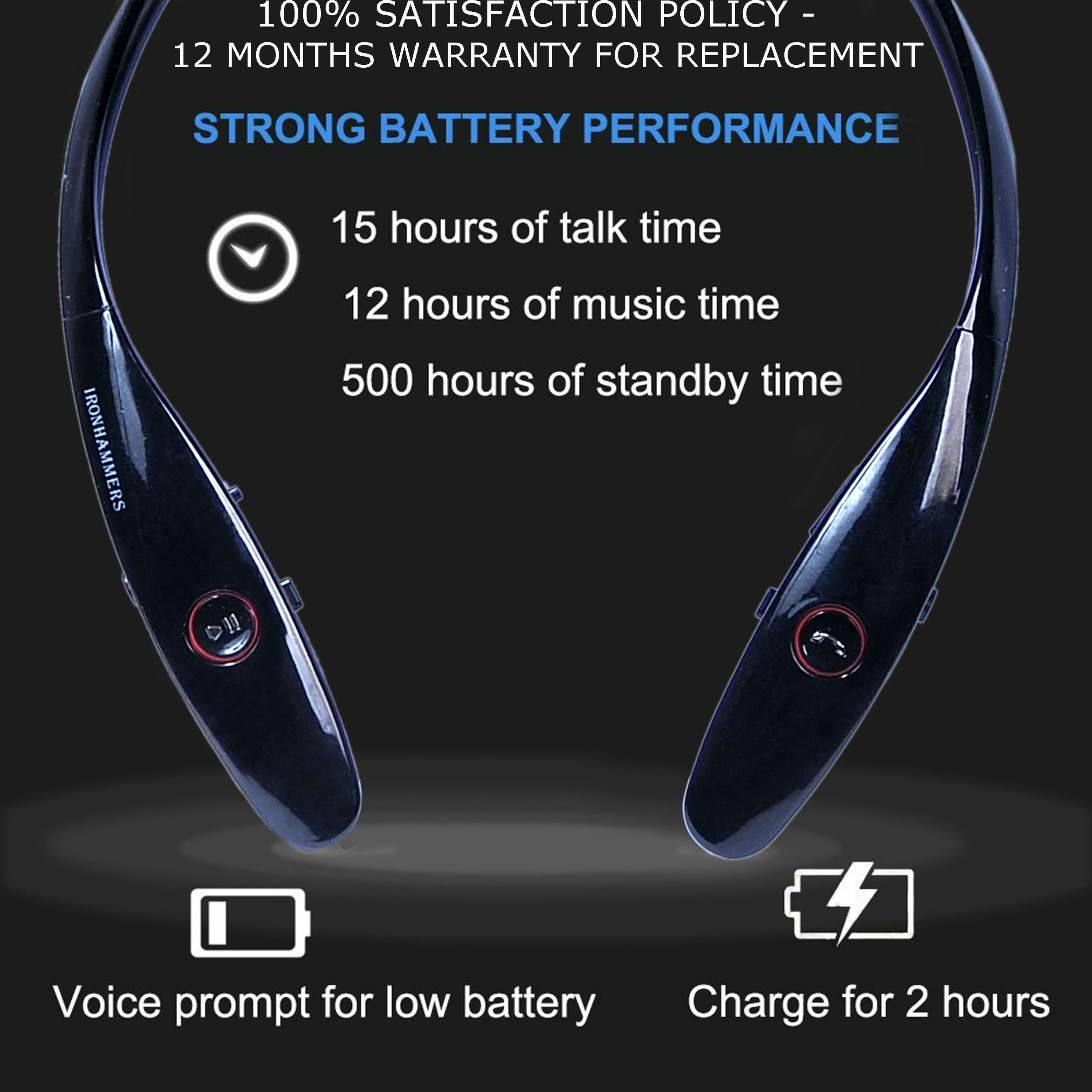 Tone Infinum Hbs-900Neckband Bluetooth Headset, Headphones with Retractable Earbuds for Running/Sports Noise Canceling Wireless Earbuds