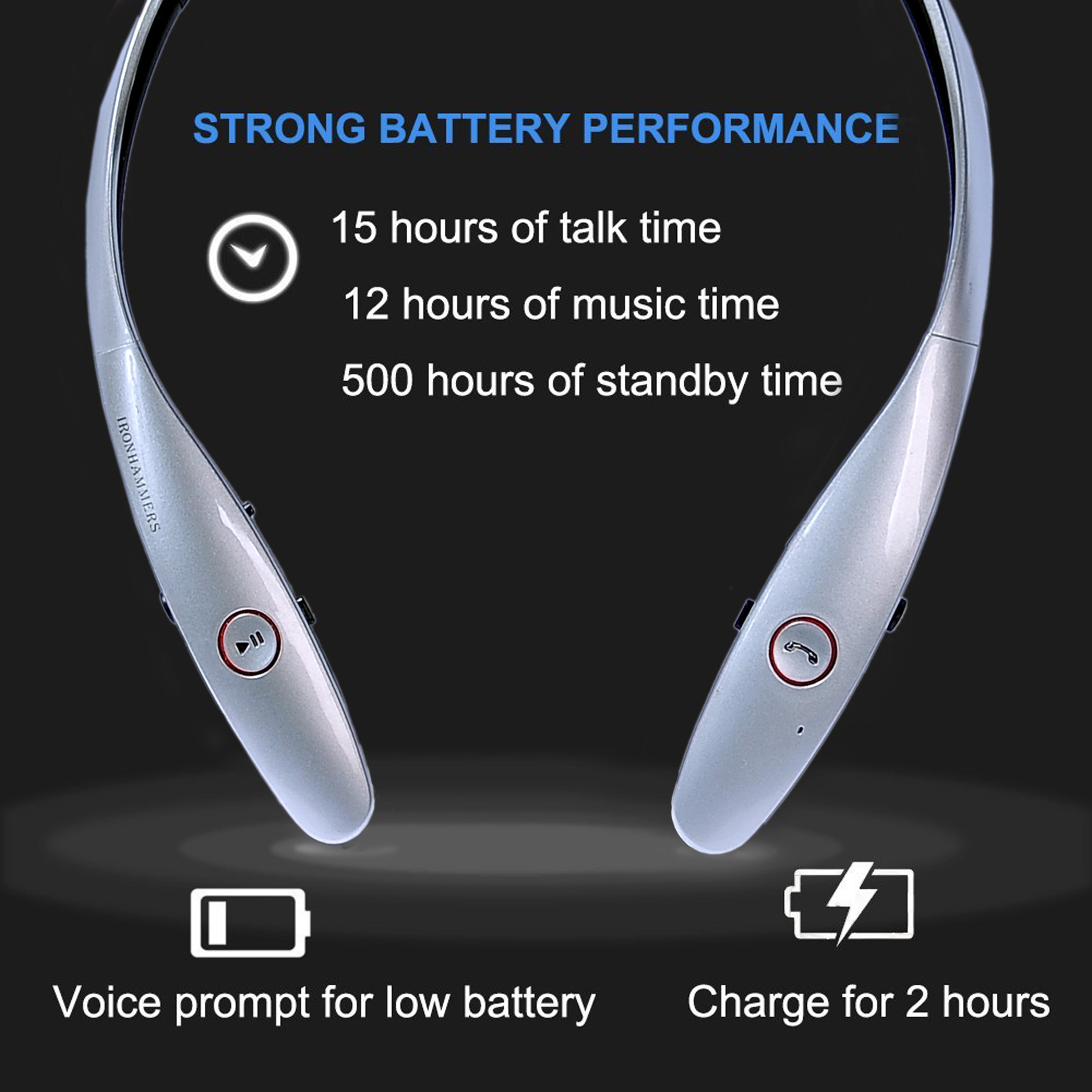 Tone Infinum Hbs-900Neckband Bluetooth Headset, Headphones with Retractable Earbuds for Running/Sports Noise Canceling Wireless Earbuds